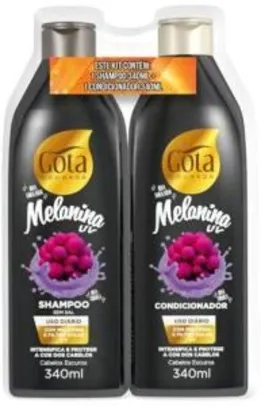 [Prime] Kit Shampoo/Condicionador Melanina Gota Dourada, 340ml