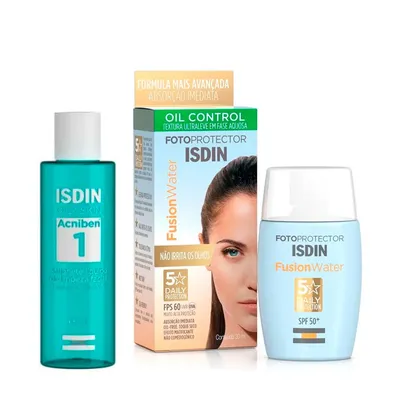 Kit Isdin Acniben Sabonete Liquido de Limpeza Facial 150ml + Isdin Fusion Water 30ml ÚNICO