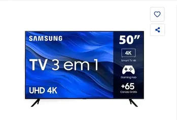 Smart TV 50" UHD 4K Samsung 50CU7700, Processador Crystal 4K, Samsung Gaming Hub, Visual Livre de Cabos, Tela sem limites, Alexa built in