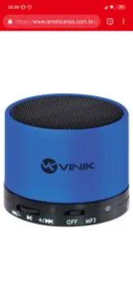 (AME R$18) Caixa De Som Bluetooth Fm/microsd/mic 3w Rms Music Box Azul - Vinik R$40