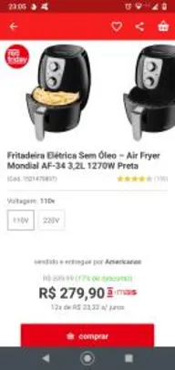 Fritadeira elétrica Air Fryer Mundial Mondial AF-34 3,2L