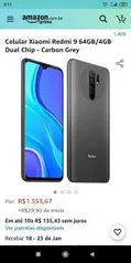 Celular Xiaomi Redmi 9 64GB/4GB Dual Chip - Carbon Grey | R$ 1.353