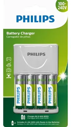 Carregador Philips 4 Pilha Recarregável Aa 2450mah Xbox One