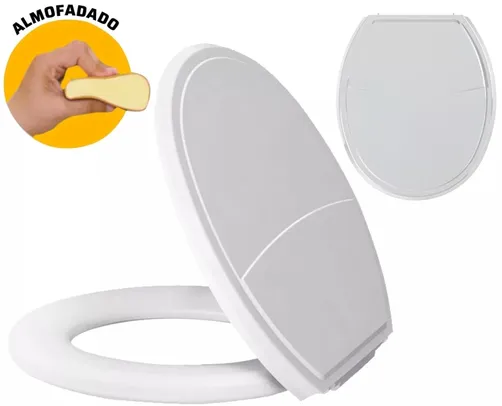 Assento Sanitario Almofadado Exclusive Universal Oval - Plus Slim Branco - 010504117 Metasul