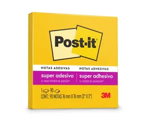 Post-it, 3M, Bloco de Notas Super Adesivas, Amarelo Sol, 76 m x 76mm, 90 folhas