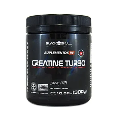 Creatine Turbo Monohidratada - 300G sem Sabor, Black Skull (frete free com prime)