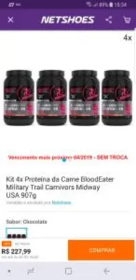 Kit 4x Proteína da Carne BloodEater Military Trail Carnivors Midway USA 907g - R$228