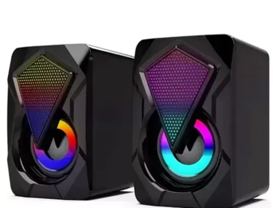 Caixa de som computador PC gamer alto falante RGB , DE R$54,90  POR R$38,43