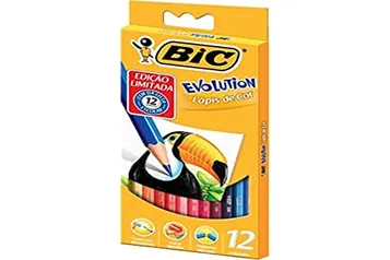 Lápis de Cor, Bic, Evolution, Sextavado, 12 Cores