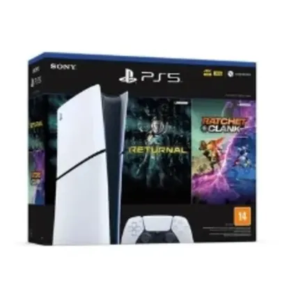 Console PlayStation 5 Slim Sony, SSD 1TB, Edição Digital, Com Controle Sem Fio DualSense, Branco + 2 Jogos Digitais - 1000038914