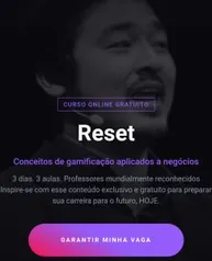 [EAD] PUC - Curso Reset (3 dias) - gratuito - gamificação aplicados a negócios - c/ certificado