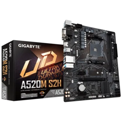 Placa Mãe Gigabyte A520M S2H, Chipset A520, AMD AM4, mATX, DDR4