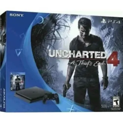 Console Playstation 4 500gb Slim + Jogo Midia Física - Uncharted 4 (Em Português) - R$ 1358