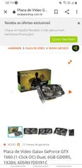 Placa de Vídeo Galax GeForce GTX 1660 | R$1679