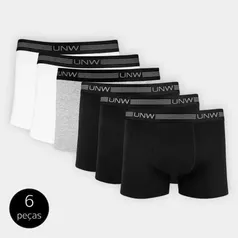 Kit de Cuecas Boxer UNW Elástico 6 Peças R$ 49