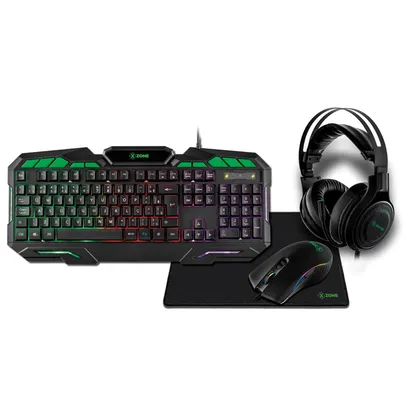 Combo Gamer 4 em 1 X-Zone GTC-02 LED - Preto