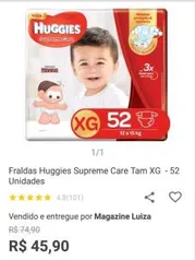 APP/ FRALDA HUGGIES SUPREME CARE XG 52un