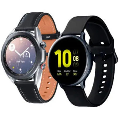 (APP) Galaxy Watch 3 41mm Lte - Prata + Galaxy Watch Active 2 - Preto | R$2099