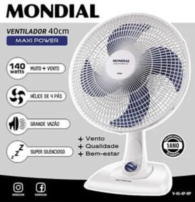 Ventilador Mondial Maxi Power 40CM V-45 Branco 140W - R$ 76