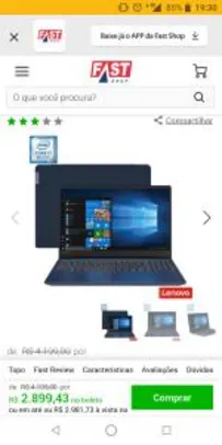 Notebook Lenovo Intel® Core™ i7-8550U, 8GB, 1TB, Tela de 15,6'', AMD Radeon™ 535, Azul, Ideapad 330S R$2899