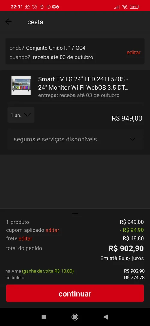 Imagem na descrição da promoção