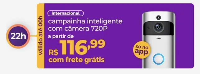 [internacional] Campainha Inteligente Sem Fio Com Câmera 720P | R$117