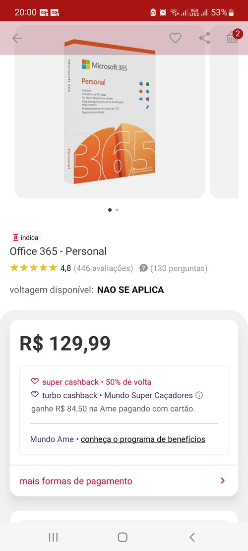 Imagem na descrição da promoção