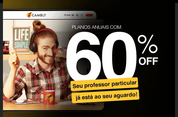 60% Off em Planos Anuais do Cambly