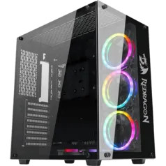 Gabinete Gamer Redragon Wideload, Mid Tower, Vidro Temperado, Black, Sem fonte, Sem fan, GC-802