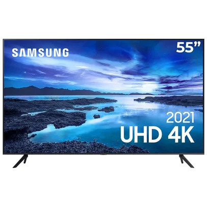 Smart 55" TV UHD 4K Samsung 55AU7700 Alexa built in, Controle Único | R$3839