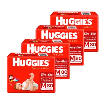 Kit de Fraldas Huggies Hiper Supreme Care M - 320 Unidades