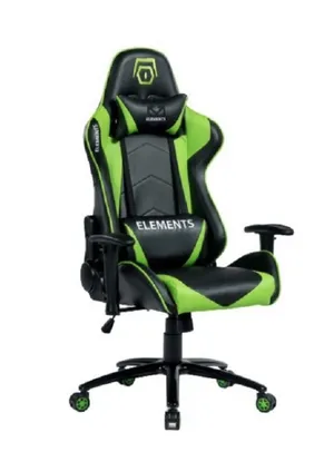 Cadeira Gamer Veda Terra Couro Sintetico Preto/verde Elements | R$1200