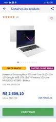 [APP] Notebook Samsung Book E30 4GB 1TB Branco | R$2.609