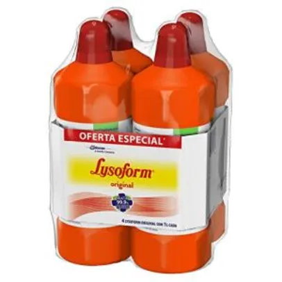 [PRIME + Rec] Kit com 4 Desinfetantes Lysoform Bruto Original 1L | R$22