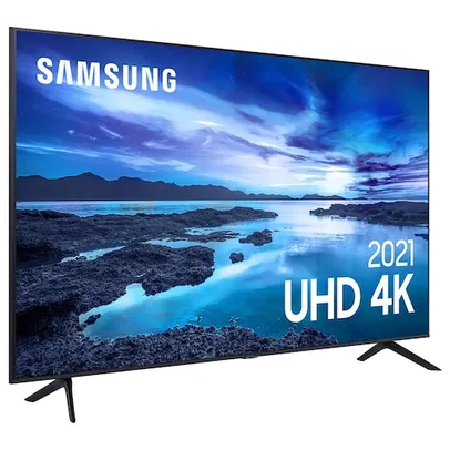 Smart TV 65" UHD 4K Samsung 65AU7700, Processador Crystal 4K, Tela sem limites, Visual Livre de Cabo