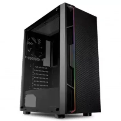 Gabinete Gamer Riotoro, CR488TG, Mid Tower, Vidro Temperado, Black, Sem Fonte, Com 1 Fans