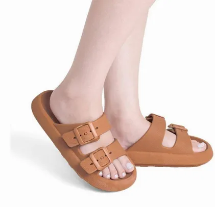 Chinelo Birken Nuvem Feminino Slide Tira Dupla Fivela Casual