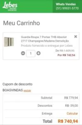 Roupeiro THB Absolut - R$741
