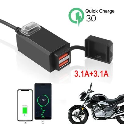 Adaptador 5V 3.2A para carregamento de smartphone na motocicleta