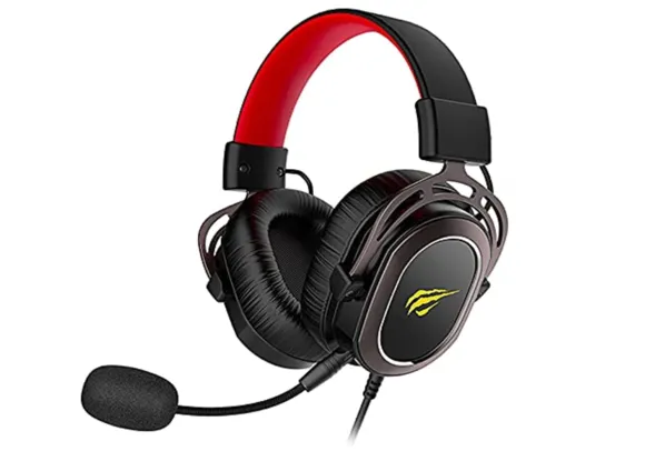 Havit Headset H2008d com Microfone, Gamer, Preto e Vermelho. Falante de 50mm, conector 3, 5 mm, Compatível com PS4 / XBOX, Tamanho: Médio