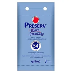 Preservativo Preserv Extra Sensitivity Lubrificado com Óleo de Silicone com 3 Unidades, Preserv