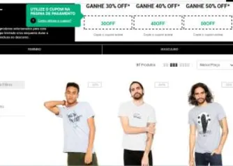 8 unidades camisetas por 99,96 sai cada uma a 12,50 usando o cupom 50of e frete gratis