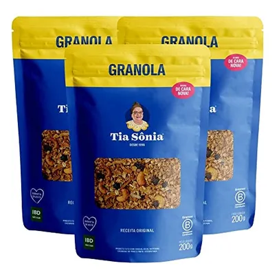 [Prime] Kit 3 Granola Tradicional Castanha Coco Fruta Pacote 600g Tia Sônia