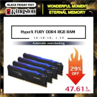 MEMÓRIA RAM HYPERX FURY 16GB (2X8) 3200MHz DDR4 CL15/16 - R$579