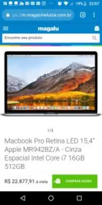 Macbook Pro Retina LED 15,4” Apple MR942BZ/A - Cinza Espacial Intel Core i7 16GB 512GB