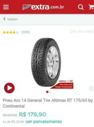 Pneu Aro 14 General Tire Altimax RT 175/65 by Continental - R$180