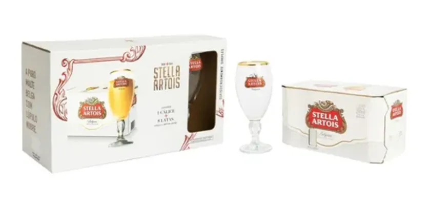 Saindo por R$ 27,92: Kit Cerveja 269ml Com 8 Latas E 1 Cálice 250ml Stella Artois | Pelando