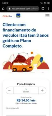 (Itaú Financiamento) Connect Car 3 anos sem mensalidade + 30% de desconto