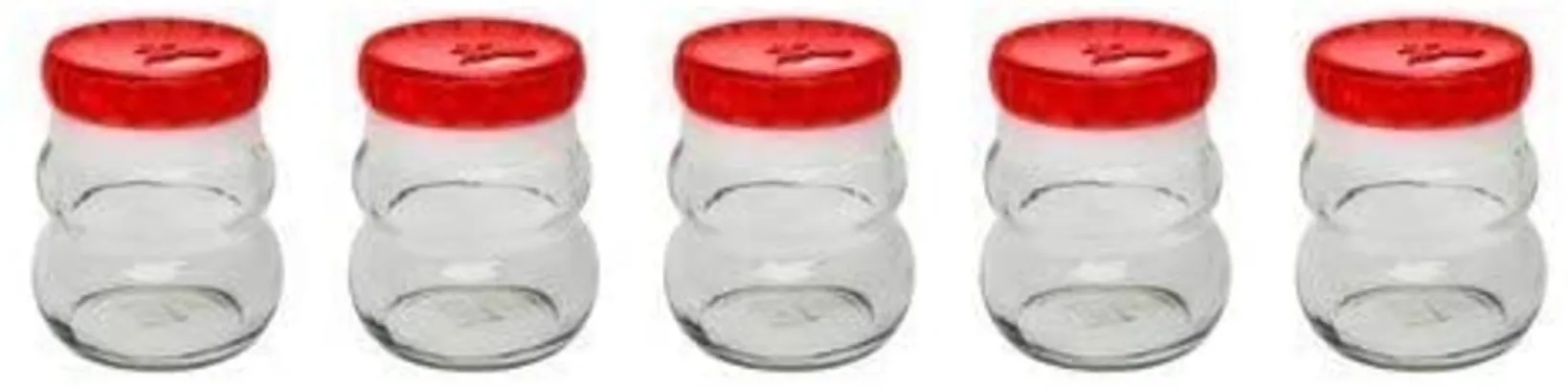 Conjunto De Potes De Vidro Redondo Para Temperos 150Ml - 5 Peças Branco - Oxford Daily R$12