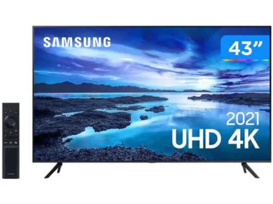 Smart TV 43” Crystal 4K Samsung 43AU7700 Wi-Fi - Bluetooth HDR Alexa Built in 3 HDMI 1 USB - TV 4K Ultra HD